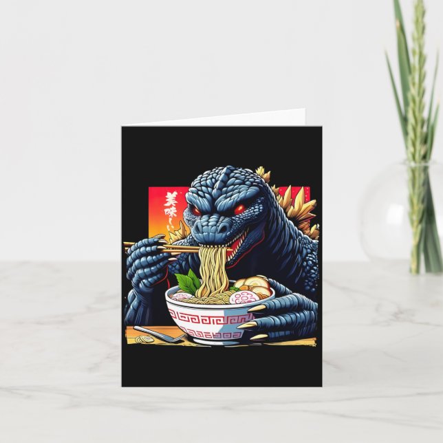 Funny Kaiju Eating Ramen Japanese Monster Lover Bi Card (Front)