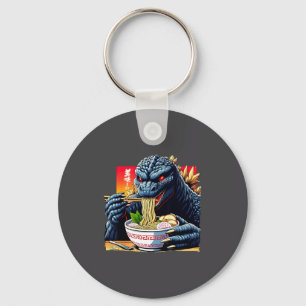 Funny Kaiju Eating Ramen Japanese Monster Lover Bi Keychain