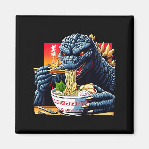 Funny Kaiju Eating Ramen Japanese Monster Lover Bi Magnet