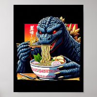 Funny Kaiju Eating Ramen Japanese Monster Lover Bi