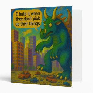 Funny Kaiju monster art stepping on things Fantasy 3 Ring Binder