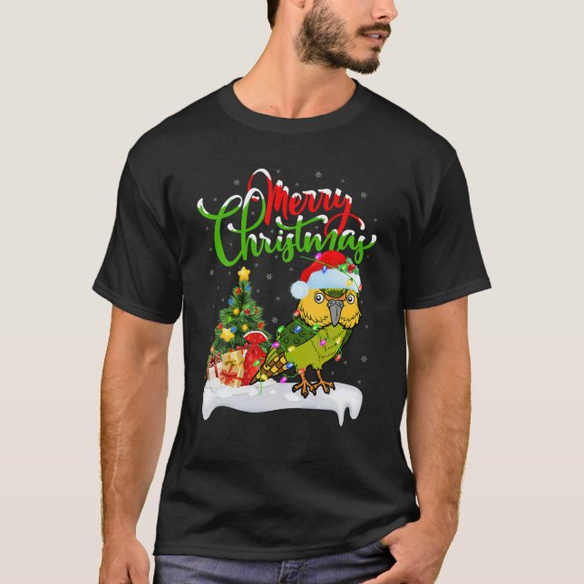 Funny Kakapo Bird Lover Xmas Lighting Kakapo Chris T-Shirt (Front)