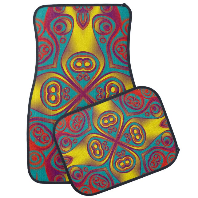 Funny Kaleidoscope Pattern XXV Car Mat (Set)