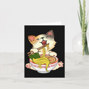 Funny Kamala Anime Cat Eating Ramen Trump Noodles Card