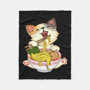 Funny Kamala Anime Cat Eating Ramen Trump Noodles Fleece Blanket