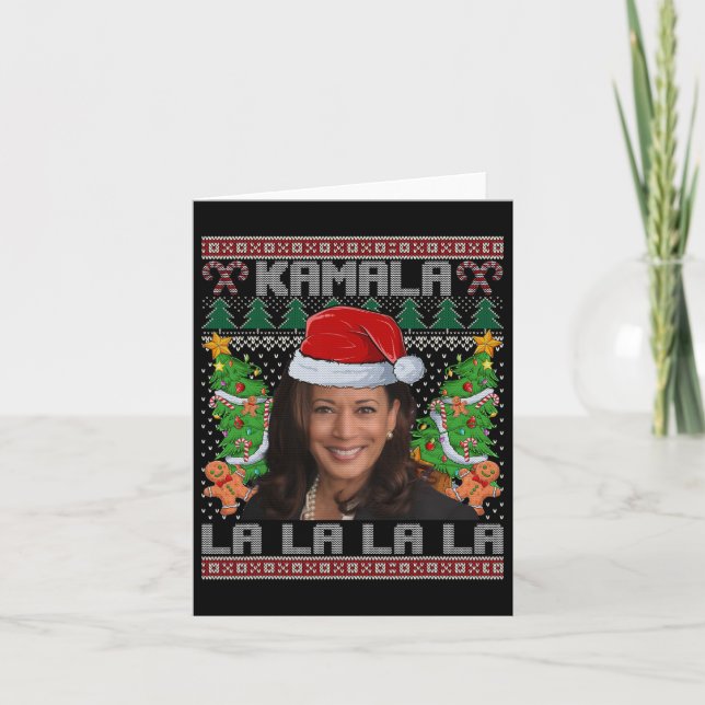 Funny Kamala Harris 2024 Christmas Comma La Men Wo Card (Front)