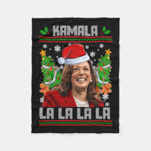 Funny Kamala Harris 2024 Christmas Comma La Men Wo Fleece Blanket