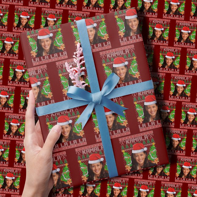 Funny Kamala Harris 2024 Christmas Comma La Xmas Wrapping Paper (Creator Uploaded)