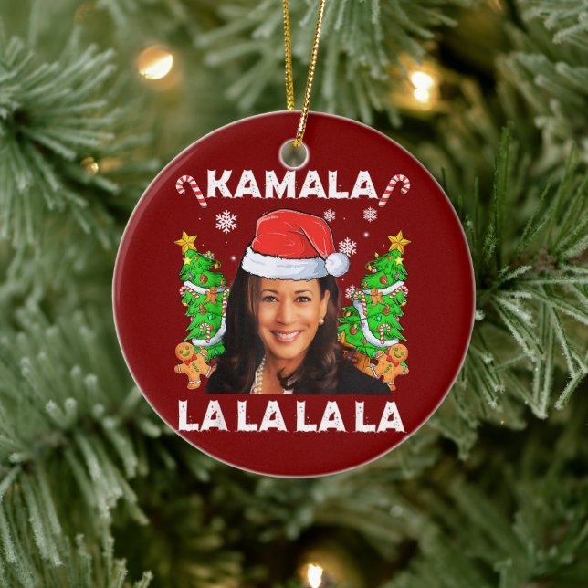 Funny Kamala Harris 2024 Christmas Ugly Gift Xmas Ceramic Ornament (Tree)