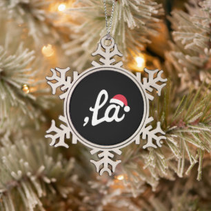 Funny Kamala Harris 2024 Comma La Christmas Snowflake Pewter Christmas Ornament