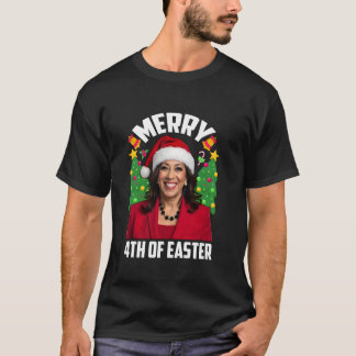 Funny Kamala Harris Christmas Santa Hat Merry 4th T-Shirt
