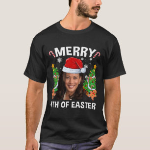 Funny Kamala Harris Christmas Santa Hat Merry 4th T-Shirt