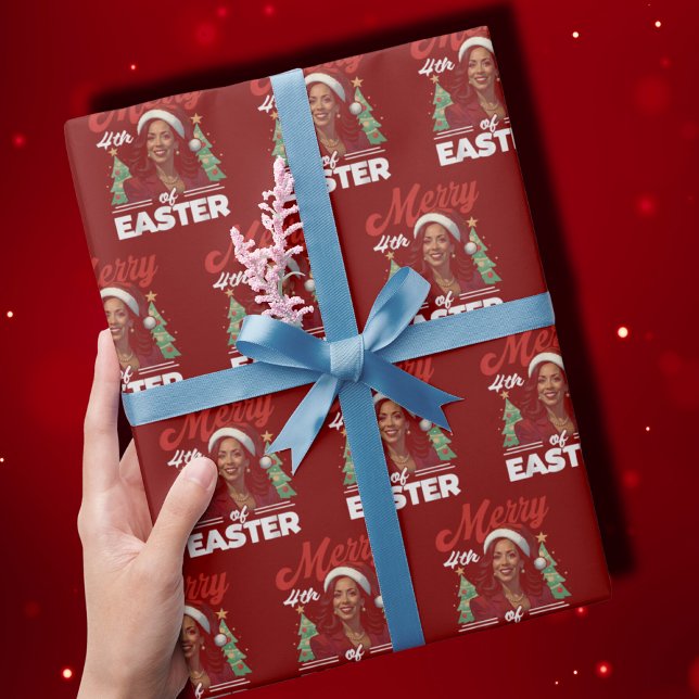 Funny Kamala Harris Christmas Santa Hat Wrapping Paper (Creator Uploaded)