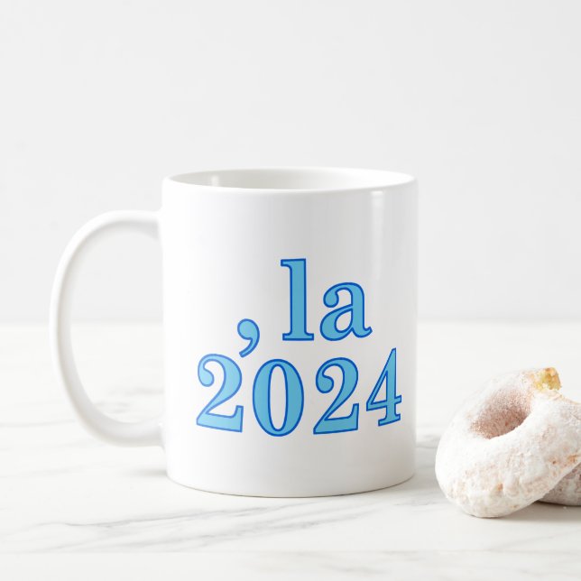 Funny Kamala Harris Comma La 2024 Coffee Mug (With Donut)