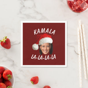 Funny Kamala Harris Face Santa Hat Christmas  Napkins