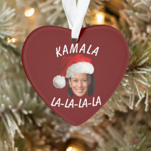 Funny Kamala Harris Face Santa Hat Christmas  Ornament