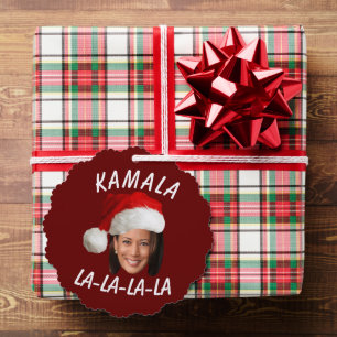 Funny Kamala Harris Face Santa Hat Christmas  Ornament Card