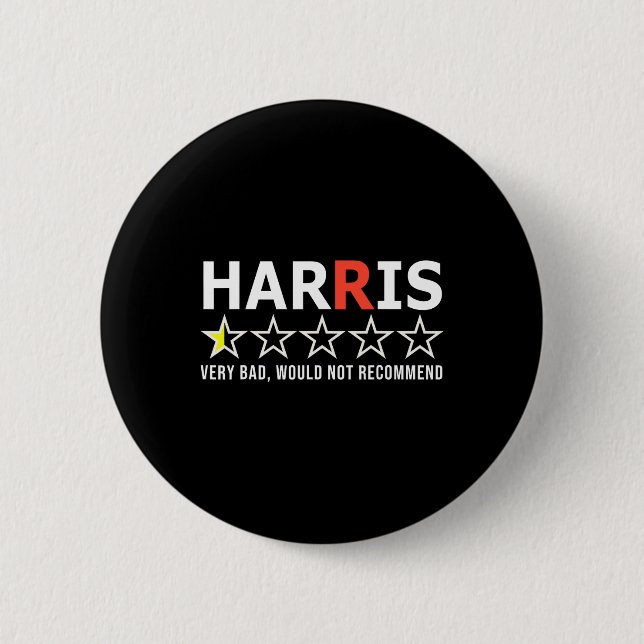 Funny Kamala Harris Very Bad Would Not Recommend V Button (Front)