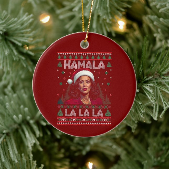 Funny Kamala Santa Claus Christmas Ugly Gift Ceramic Ornament (Tree)