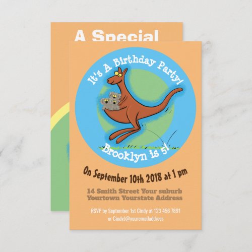 Funny kangaroo and koalas cartoon invitation