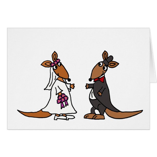 Funny Kangaroo Bride and Groom Wedding Design Cards (Front Horizontal)