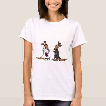 Funny Kangaroo Bride And Groom Wedding Design T-shirt by AllSmilesWeddings at Zazzle