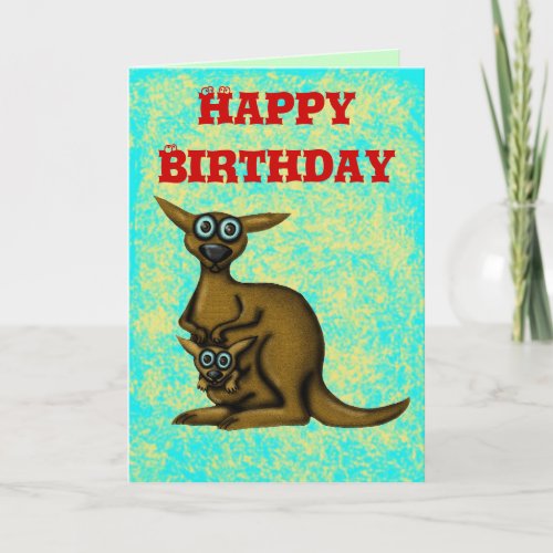 Funny kangaroo happy birthday card