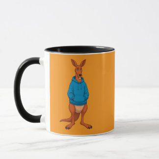 Funny Kangaroo in Blue Hoodie Coffee Mug