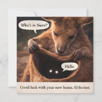 Funny kangaroo new home greeting card