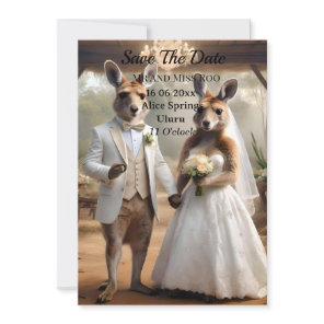 Funny Kangaroo White Wedding, Invitation