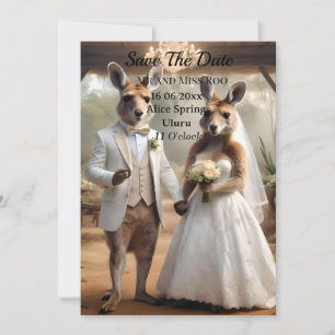 Funny Kangaroo White Wedding, Invitation