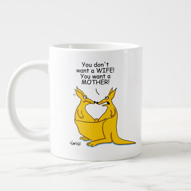 Funny Kangaroos Cartoon Giant Coffee Mug (Left)