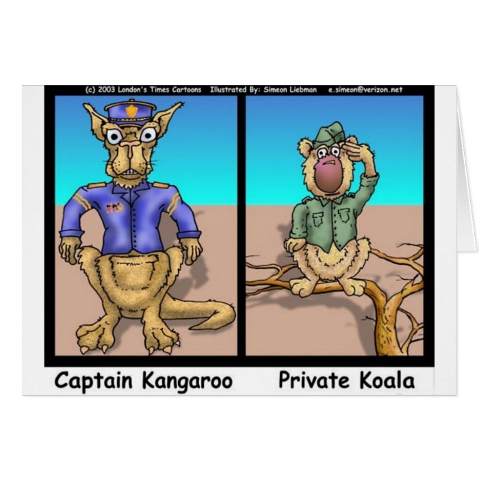 Funny Kangaroos & Koala Funny Cartoon Gifts Tees Greeting Card