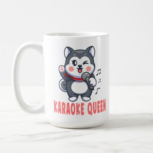 Funny Karaoke Gift Dog Lover Siberian Husky  Trave Coffee Mug