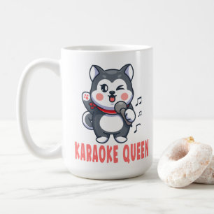 Funny Karaoke Music Dog Lover Siberian Husky Cof Coffee Mug