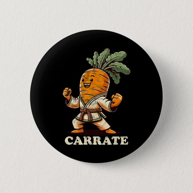 Funny Karate Carrot Carrate Karate Trainer Karate  Button (Front)