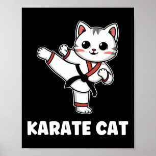 Funny Karate Cat Kawaii Girl Women Karate Poster