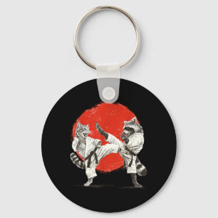Funny Karate Cat Raccoon _ Japanese Martial Arts Keychain