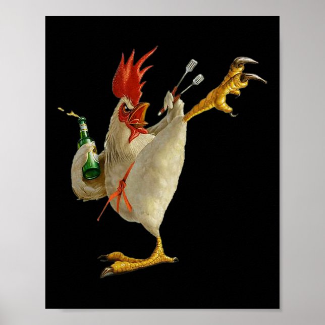 Funny Karate Chicken Action-packed Humor Design  Poster (Front)