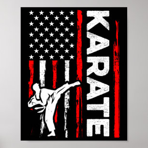 Funny Karate Design 4th Of July Usa American Flag Poster