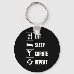 Funny Karate Design For Men Women Eat Sleep Karate Keychain