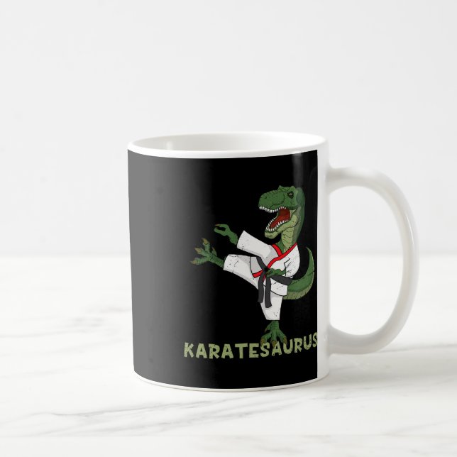 Funny Karate Dinosaur Karatesaurus T-rex Graphic K Coffee Mug (Right)