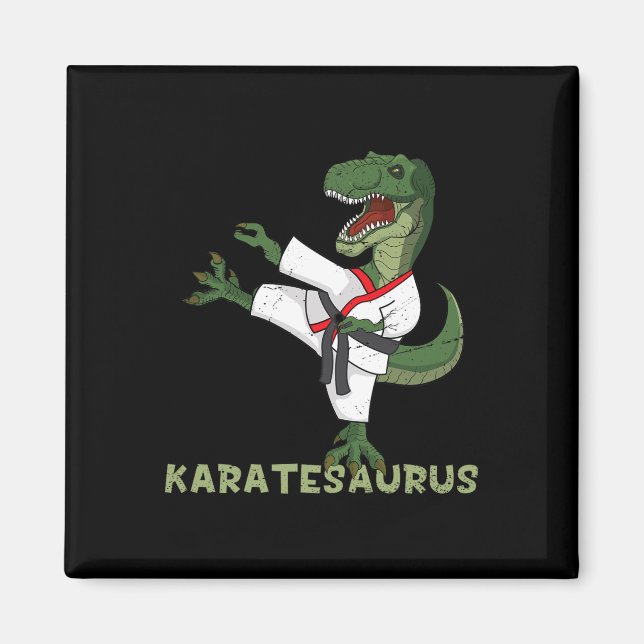 Funny Karate Dinosaur Karatesaurus T-rex Graphic K Magnet (Front)