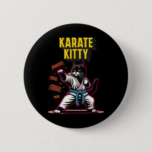 Funny Karate Kitty - Martial Arts Feline Champion Button