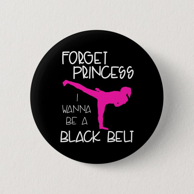 Funny Karate Shirt Girl Black Belt Martial Arts Gi Button (Front)
