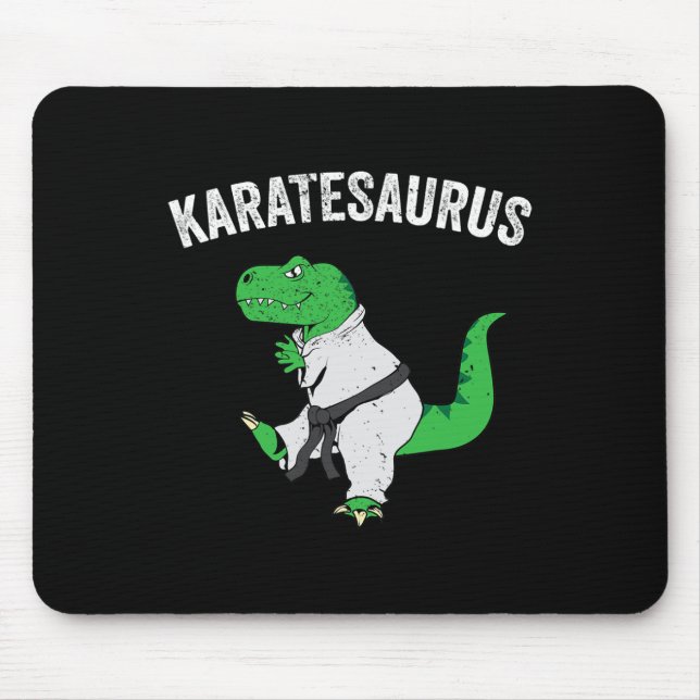 Funny Karate T Rex Dinosaur Cute Dino Martial Arts Mouse Pad (Front)