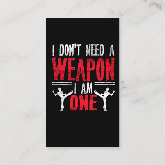 Funny Karate Taekwondo Joke Martial Arts Humor Business Card (Front)