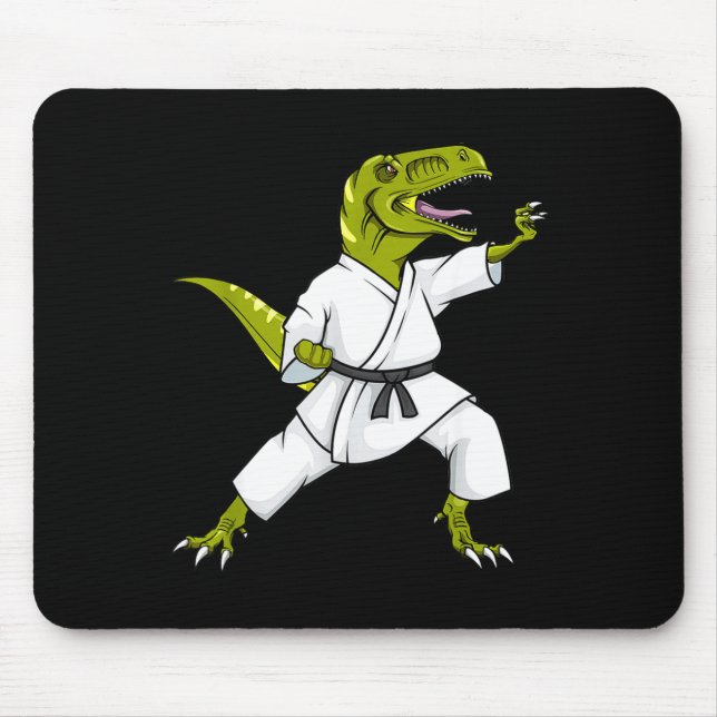 Funny Karatesaurus T-rex Dinosaur Karate Samurai D Mouse Pad (Front)