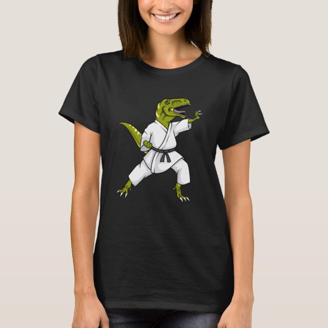 Funny Karatesaurus T-Rex Dinosaur Karate Samurai D T-Shirt (Front)