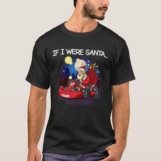 Funny Karting Go Kart Santa Claus Racing T-Shirt (Front)
